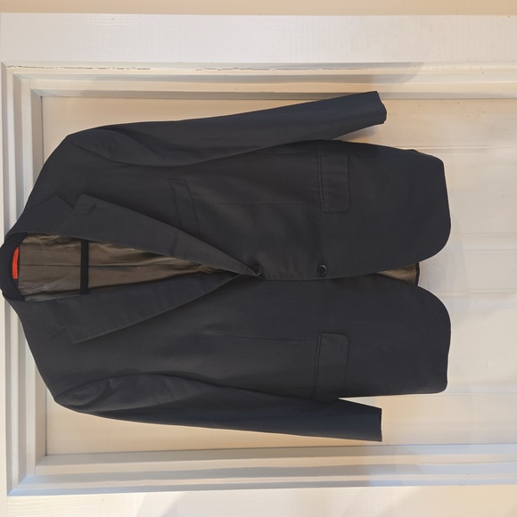 Isaia Napoli 160s Wool Solid Pin Stripe Blazer Sports Jacket Black Mens Size 42R - Picture 1 of 9